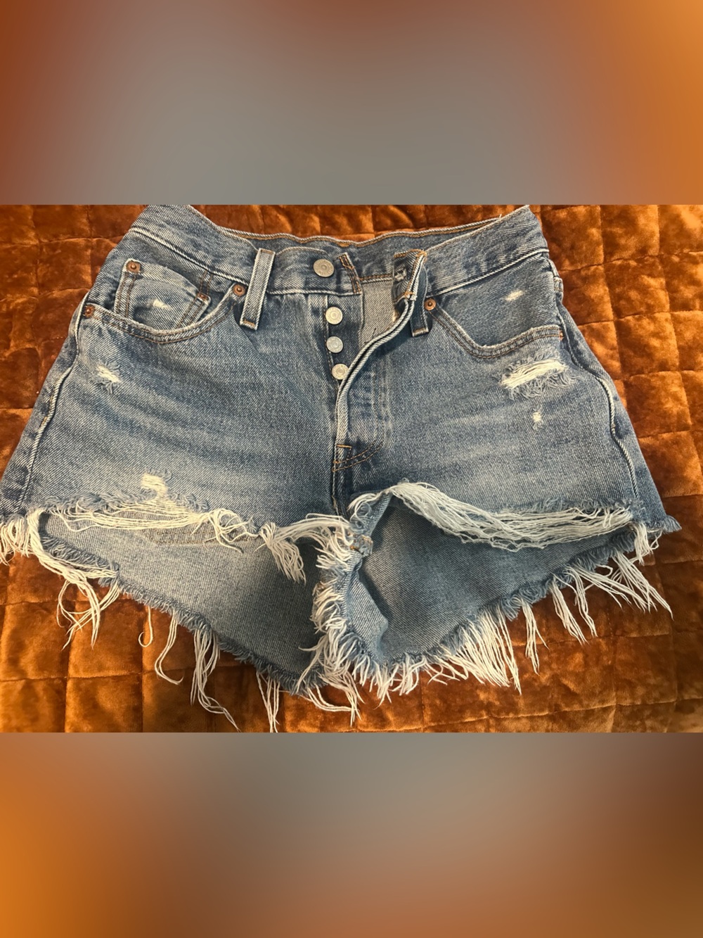 Levi’s 501 Classic High-Waist Distressed Denim Shorts - Light Blue